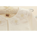 2017 printemps pas cher enfant doux chandail rose blanc fleur cardigan bébé filles robe princesse manteau